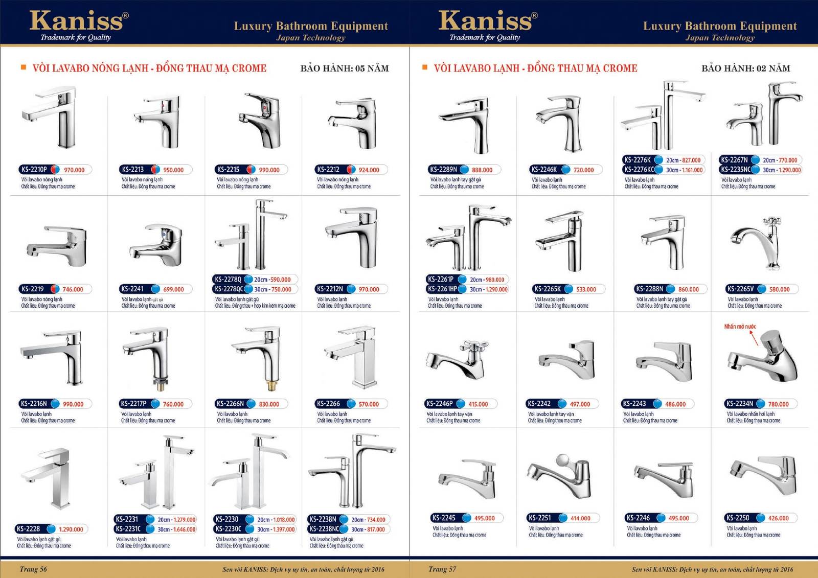 Bảng giá và Catalogue Thiết bị vệ sinh KANISS mới nhất 2025 /Page 29